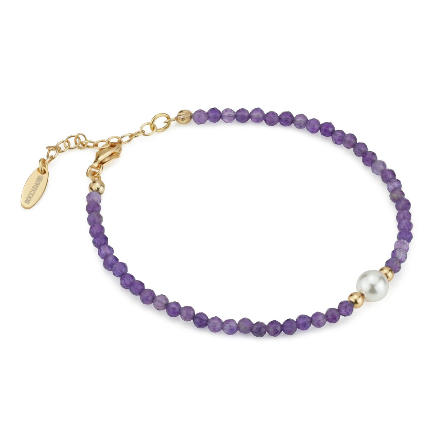 Bracciale Boccadamo Bottega Argento Dorato Sferette Ametista e Perla Centrale