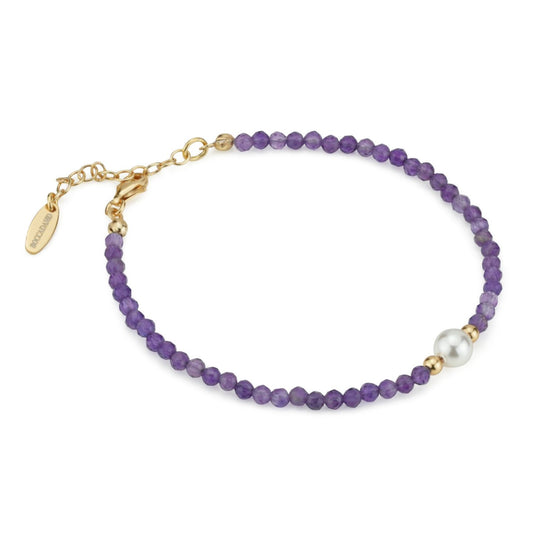 Bracciale Boccadamo Bottega Argento Dorato Sferette Ametista e Perla Centrale