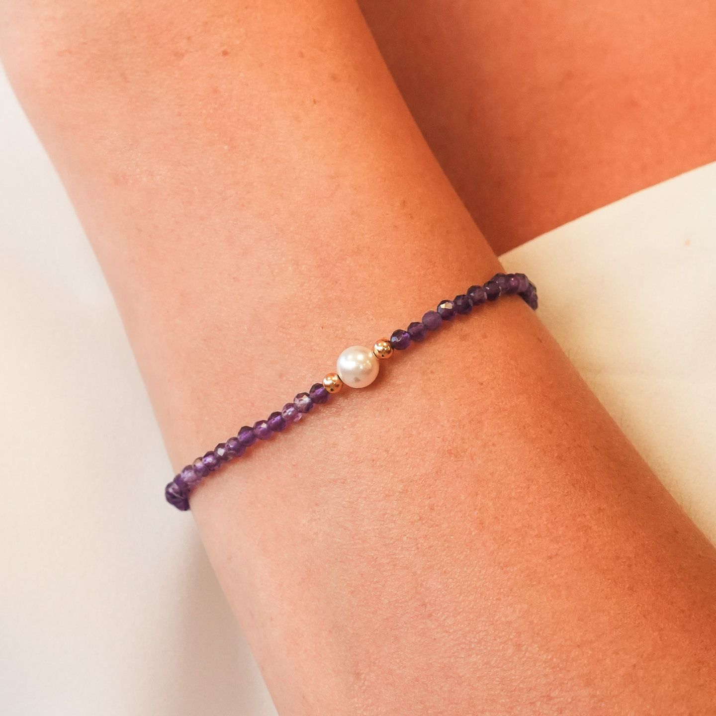 Bracciale Boccadamo Bottega Argento Dorato Sferette Ametista e Perla Centrale