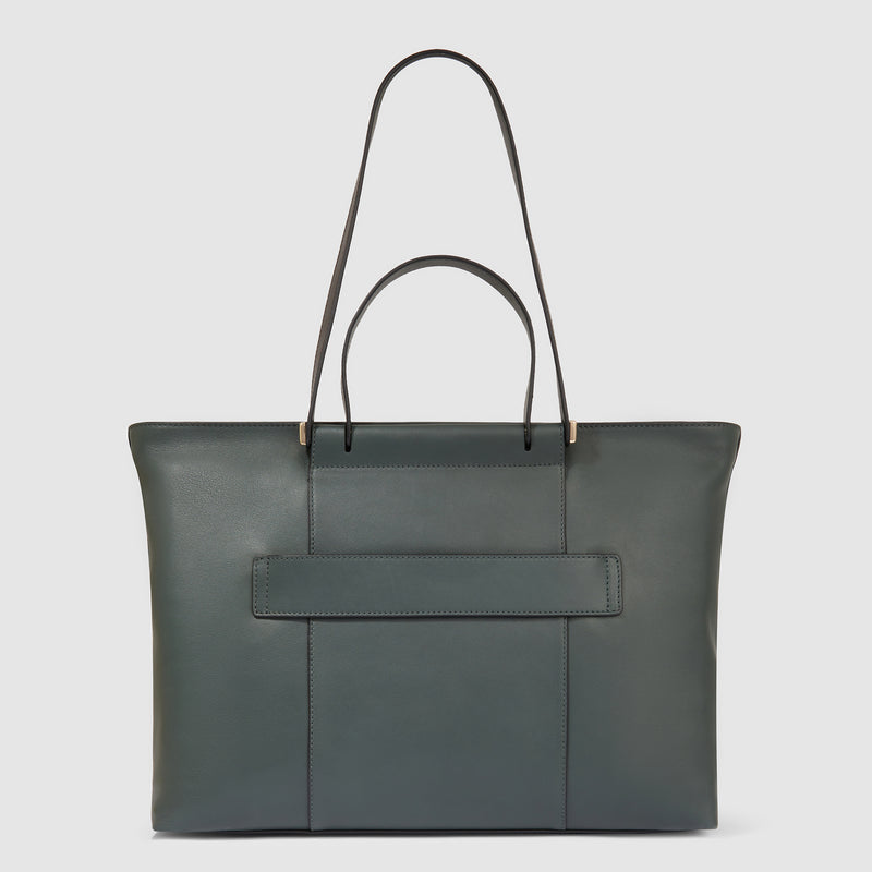 Borse Piquadro Borsa Donna Shopping Bag Porta Ipad Quattro Manici Pelle Verde