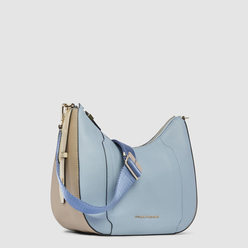 Borse Piquadro Borsa Donna Tracolla Porta Ipad Mini Pelle Beige Azzurra