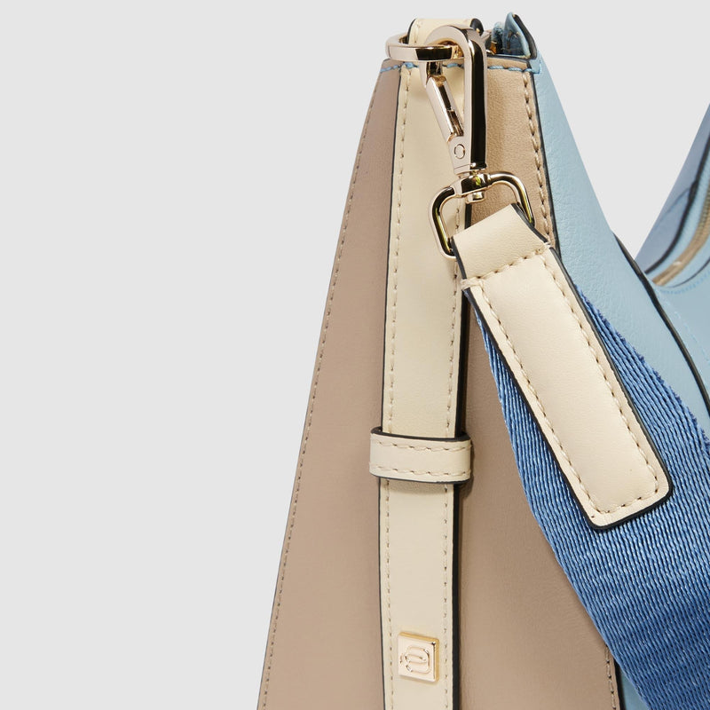 Borse Piquadro Borsa Donna Tracolla Porta Ipad Mini Pelle Beige Azzurra