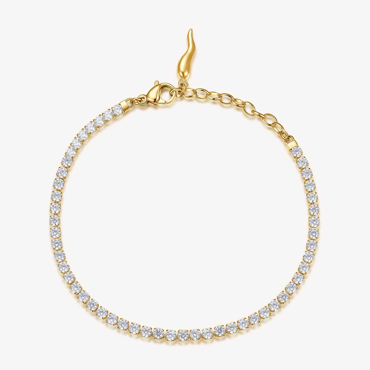 Bracciale Brosway Desideri Fortuna Protezione Tennis Pvd Oro Con Cristalli E Charm Cornetto