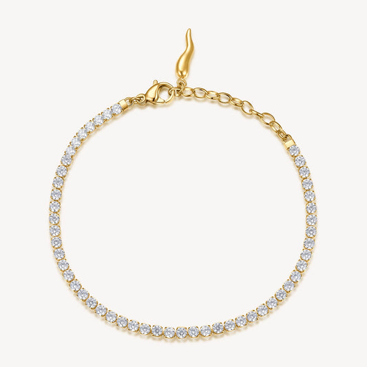 Bracciale Brosway Desideri Fortuna Protezione Tennis Pvd Oro Con Cristalli E Charm Cornetto
