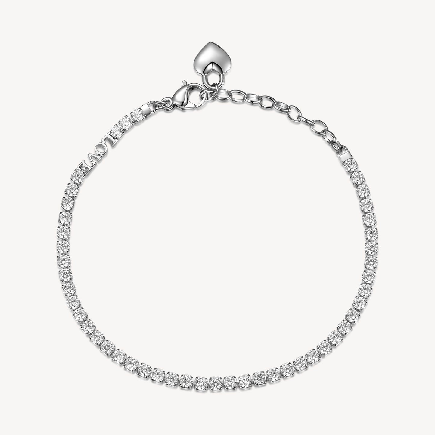 Bracciale Brosway Desideri Amore Tennis In Acciaio Con Cristalli E Charm Cuore