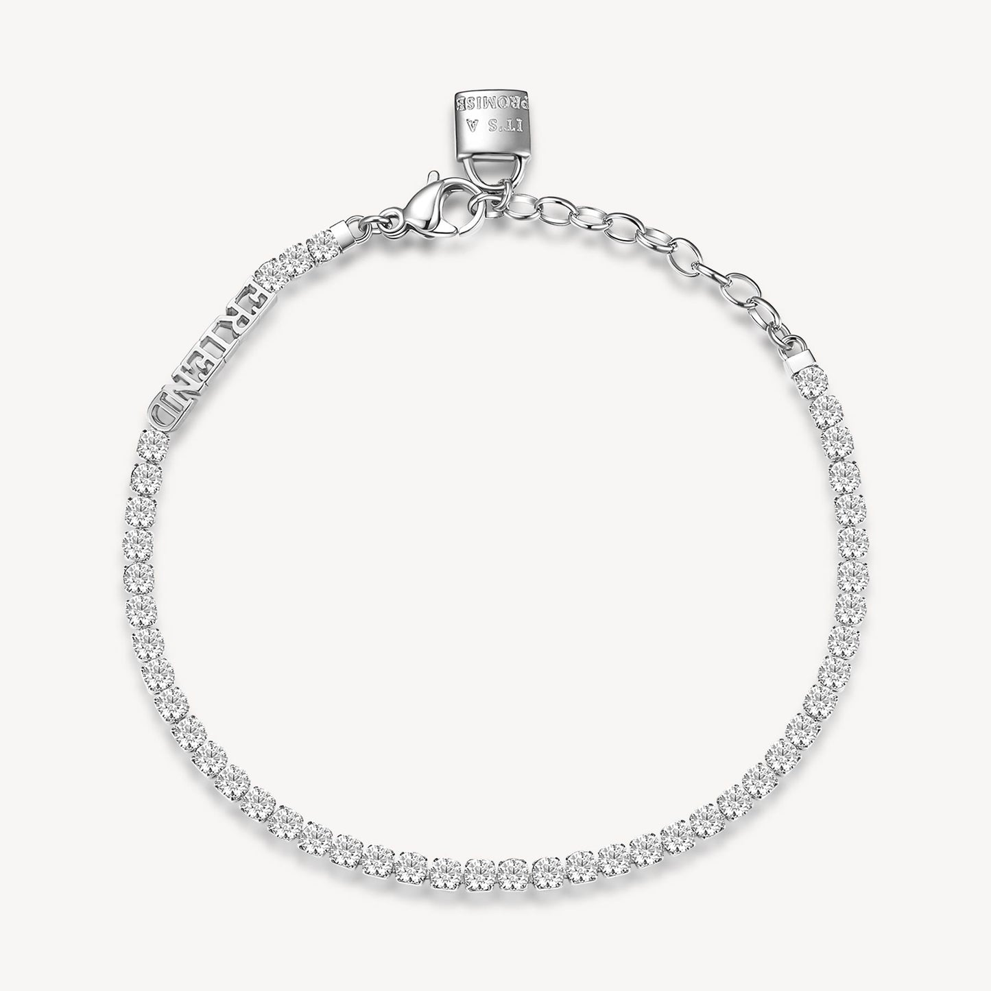 Bracciale Brosway Desideri Affetti Amicizia Tennis In Acciaio Con Cristalli E Charm Lucchetto