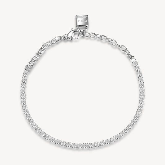 Bracciale Brosway Desideri Affetti Amicizia Tennis In Acciaio Con Cristalli E Charm Lucchetto