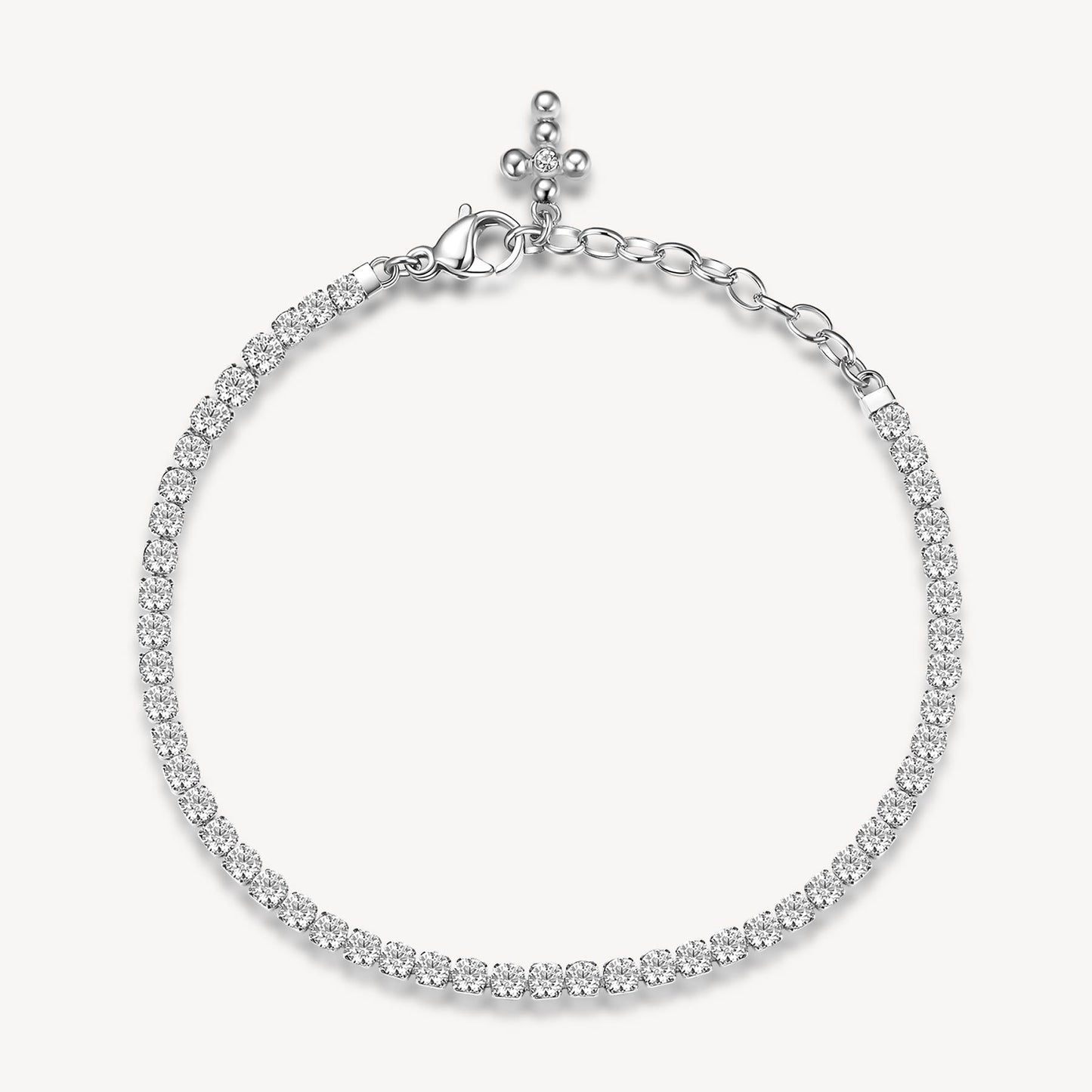 Bracciale Brosway Desideri Vita Fiducia Tennis In Acciaio Con Cristalli E Charm Croce Cristallo