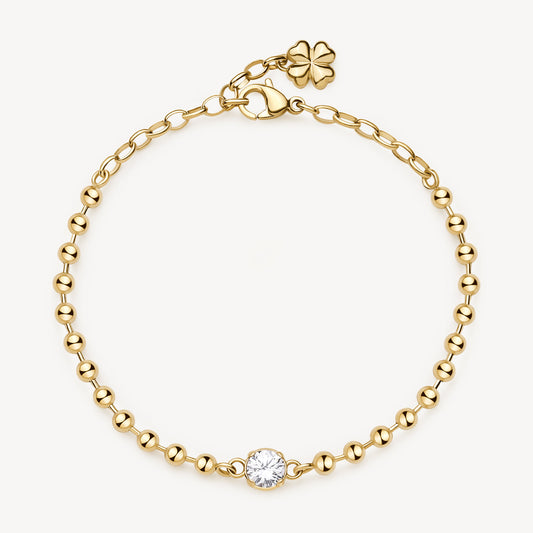 Bracciale Brosway Desideri Fortuna Pvd Oro Cristallo e Charm Quadrifoglio