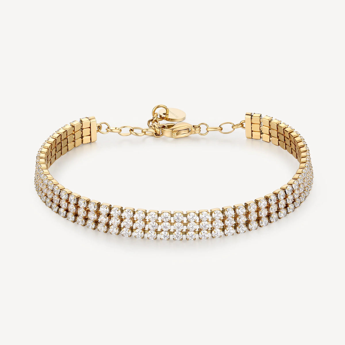 Bracciale Tennis Brosway Desideri Pvd Oro Con 3 File Di Cristalli