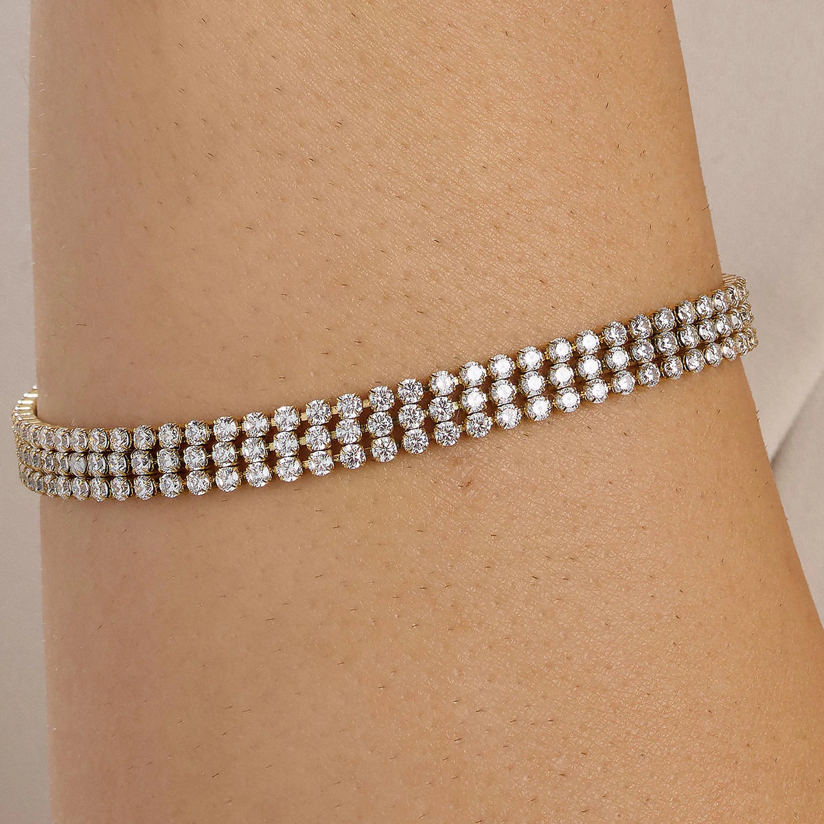 Bracciale Tennis Brosway Desideri Pvd Oro Con 3 File Di Cristalli