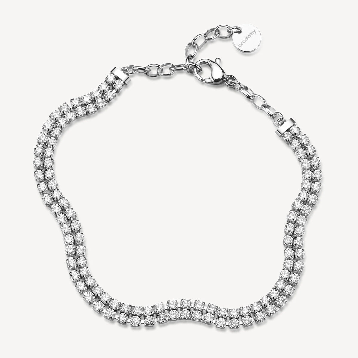 Bracciale Tennis a 2 Fili Brosway Desideri Acciaio Ondulati Con Cubic Zirconia