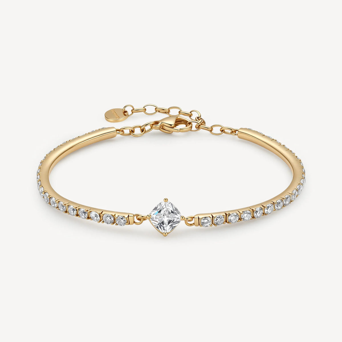 Bracciale Semirigido Brosway Desideri Acciaio Pvd Oro Con Cubic Zirconia Centrale E Lungo Tutto Il Profilo