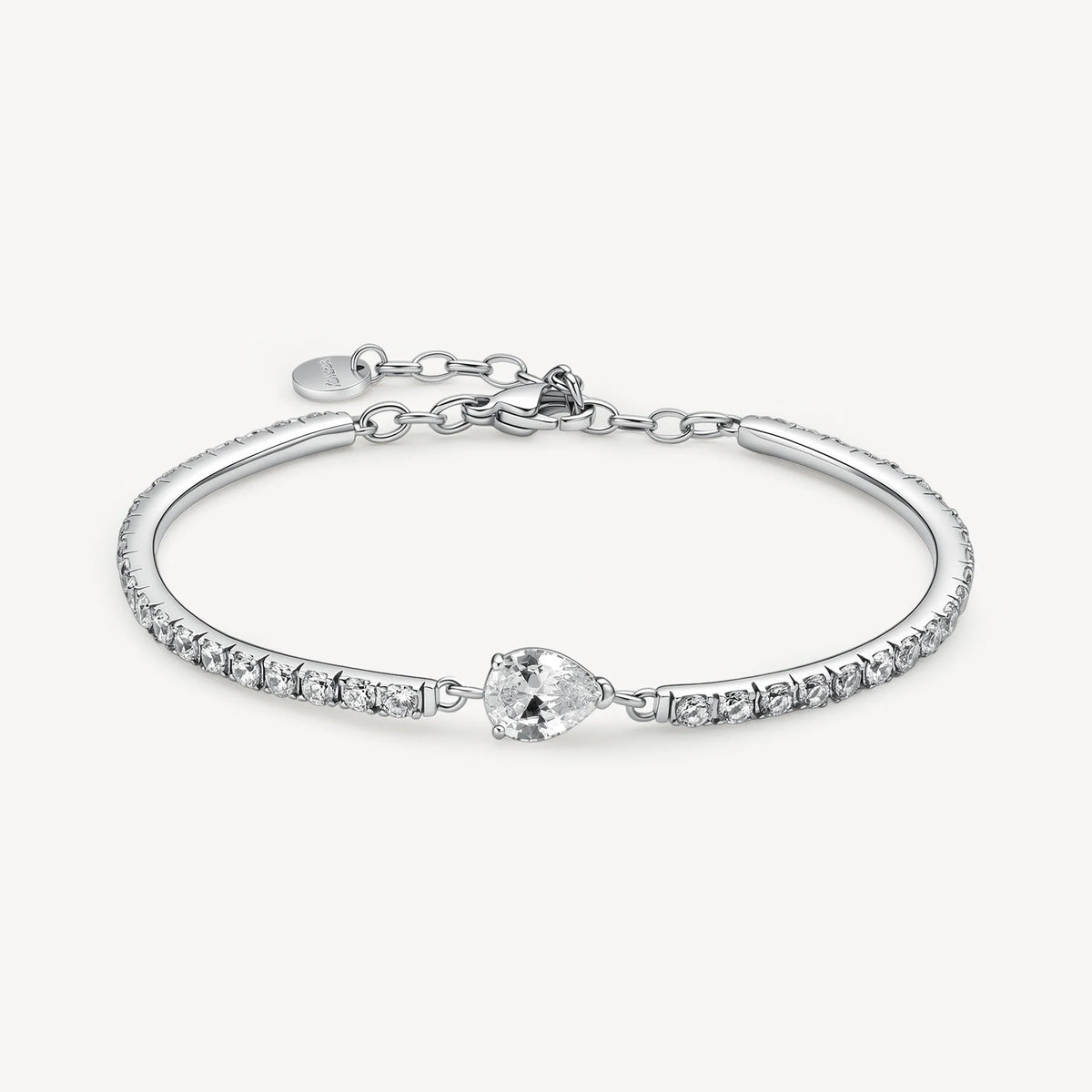 Bracciale Semirigido Brosway Desideri Acciaio Con Cubic Zirconia A Goccia Bianchi Centrale E Lungo Tutto Il Profilo