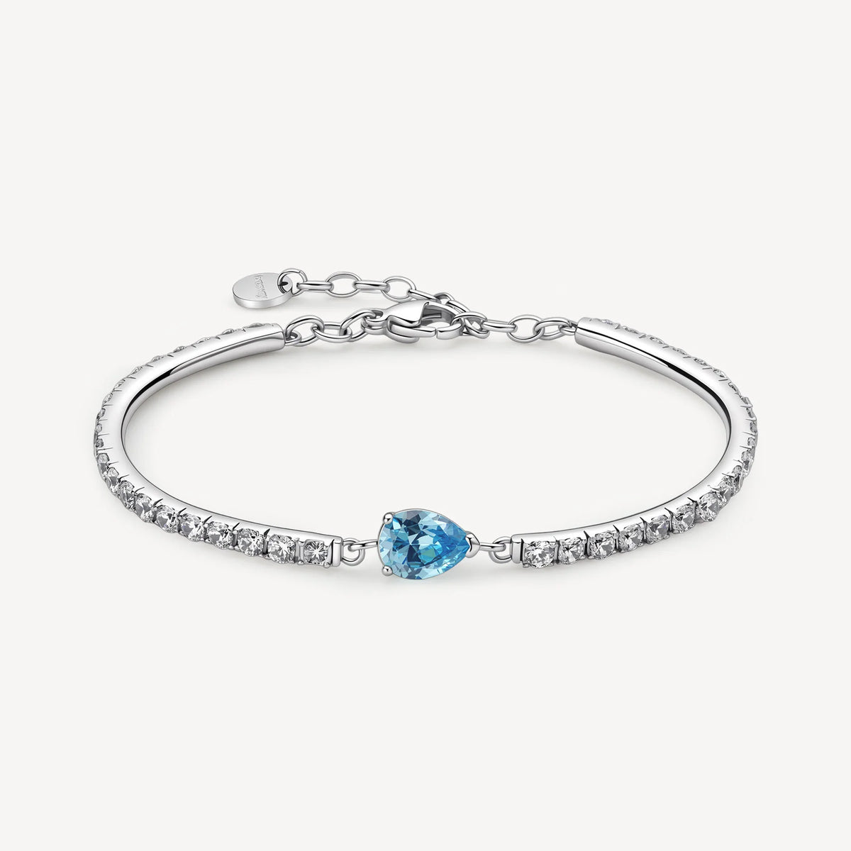 Bracciale Semirigido Brosway Desideri Acciaio Con Cubic Zirconia A Goccia Acquamarina Centrale E Bianchi Lungo Tutto Il Profilo