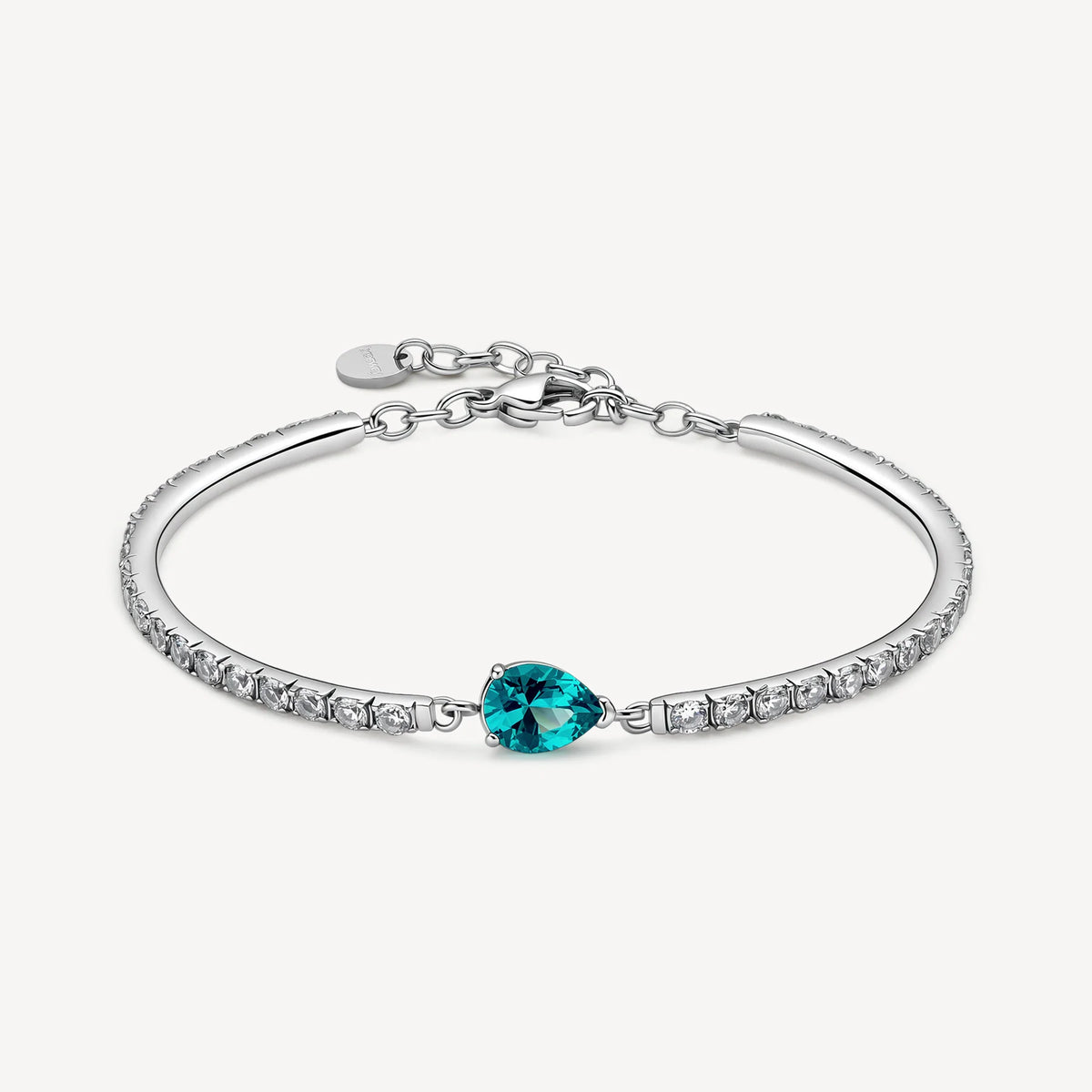 Bracciale Semirigido Brosway Desideri Acciaio Con Cubic Zirconia A Goccia Verde Centrale E Bianchi Lungo Tutto Il Profilo