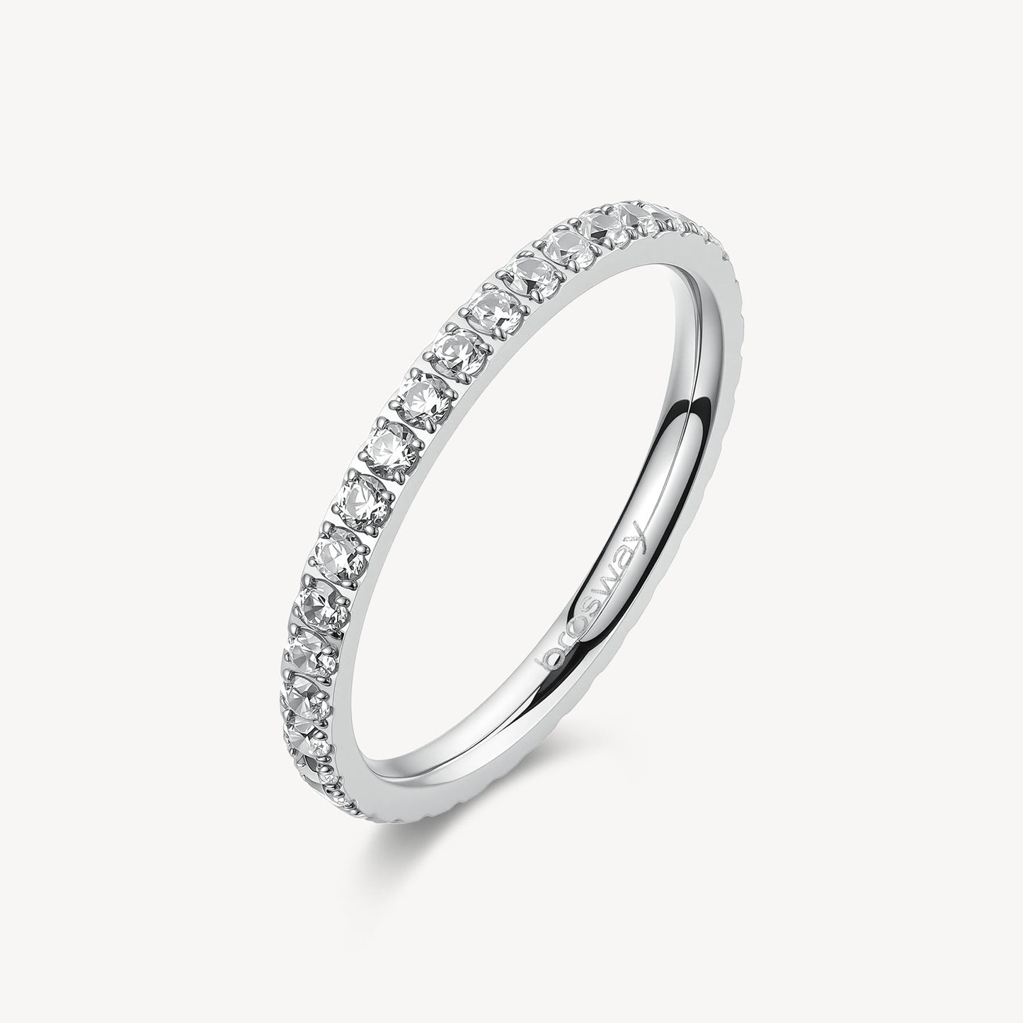 Anello Brosway Desideri Veretta Acciaio Cubic Zirconia a Giro - Misura 14