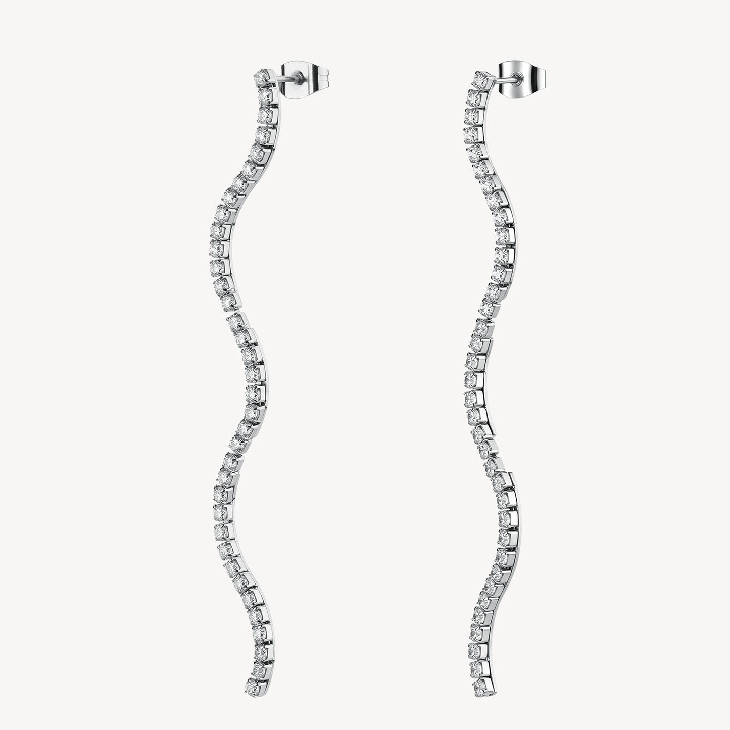 Orecchini Pendenti Brosway Desideri Acciaio Ondulati con Cubic Zirconia