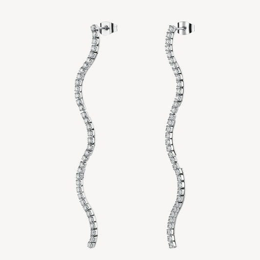 Orecchini Pendenti Brosway Desideri Acciaio Ondulati con Cubic Zirconia