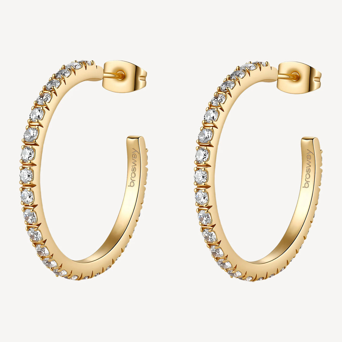 Orecchini A Cerchio Brosway Desideri In Acciaio Pvd Oro Con Cubic Zirconia Bianchi