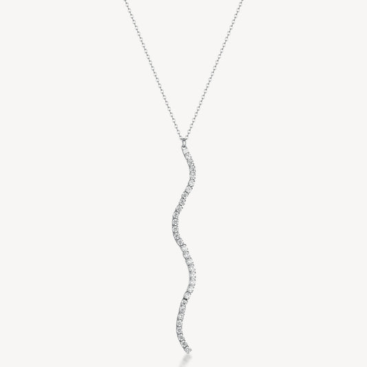 Collana Girocollo Brosway Desideri Acciaio Pendente Lungo Ondulato Cubic Zirconia