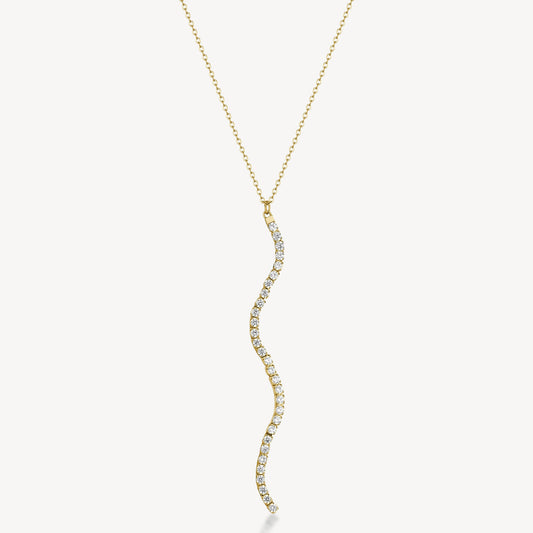 Collana Girocollo Brosway Desideri Pvd Oro Pendente Lungo Ondulato Cubic Zirconia