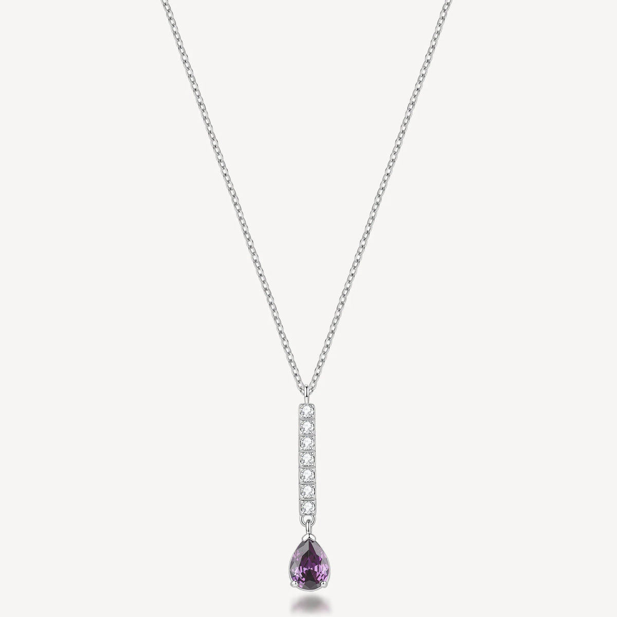 Collana Girocollo Brosway Desideri Acciaio Maglia Forzatina Pendente A Barretta Con 7 Cristalli Bianchi E Cubic Zirconia Finale Ametista Goccia