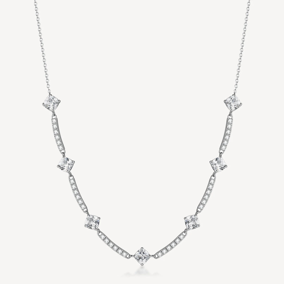 Collana Brosway Desideri Girocollo In Acciaio Maglia Forzatina Con Centrale Alternato Barretta 6 Cristalli/Cubic Zirconia