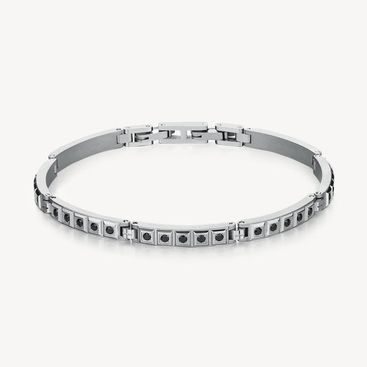 Bracciale Brosway Forge Uomo In Acciaio Piastrine Cristalli Neri