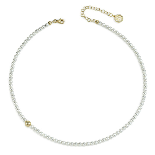 Collana Boccadamo Bottega Filo Di Perle Piccole Chiusura e Boule Argento Dorato