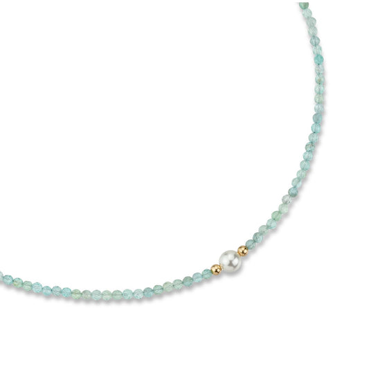 Collana Boccadamo Bottega Argento Dorato Sferette Acquamarina e Perla Centrale