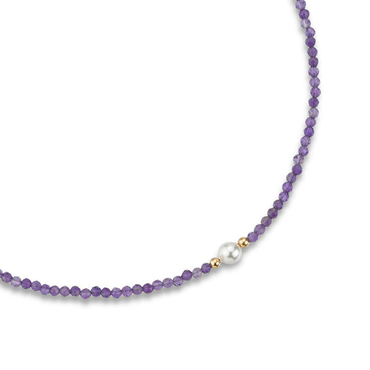 Collana Boccadamo Bottega Argento Dorato Sferette Ametista e Perla Centrale