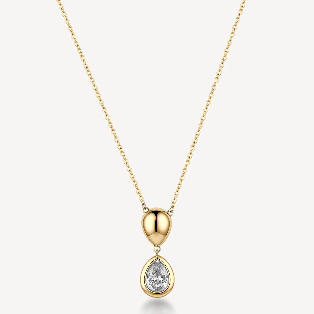 Collana Brosway Glow Girocollo In Acciaio Pvd Oro Con Doppio Pendente A Goccia E Cubic Zirconia