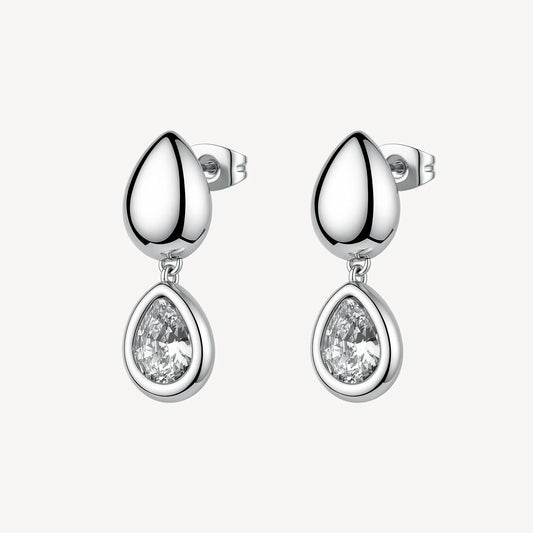 Orecchini Brosway Glow Pendenti In Acciaio Con 2 Elementi A Goccia E Cubic Zirconia