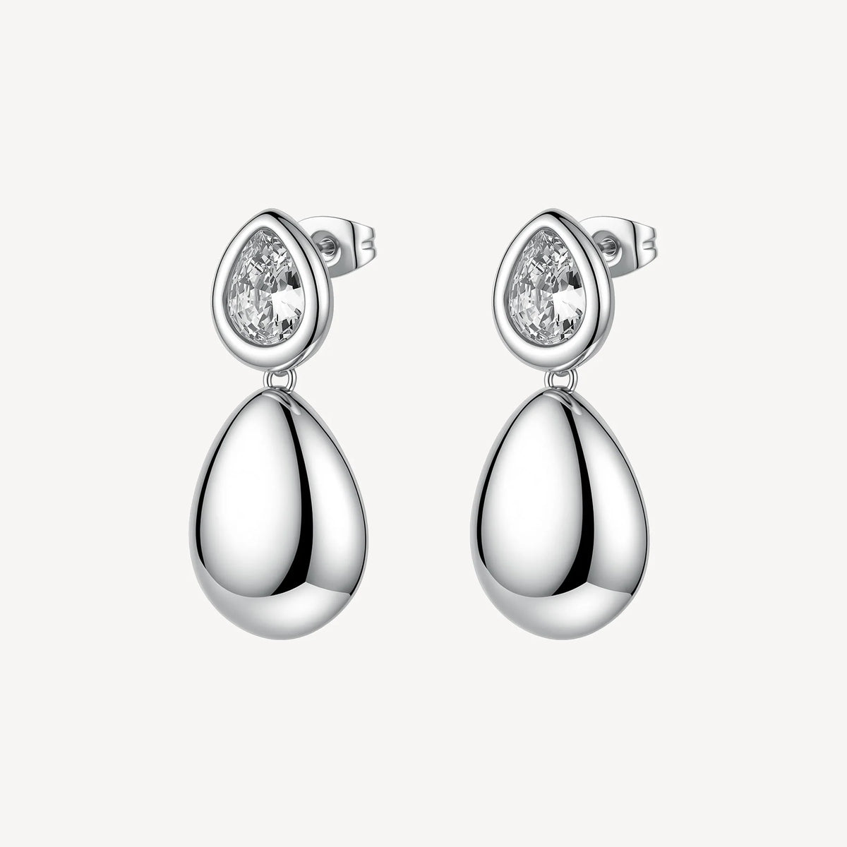 Orecchini Pendenti Brosway Glow Acciaio Con 2 Elementi A Goccia E Cubic Zirconia