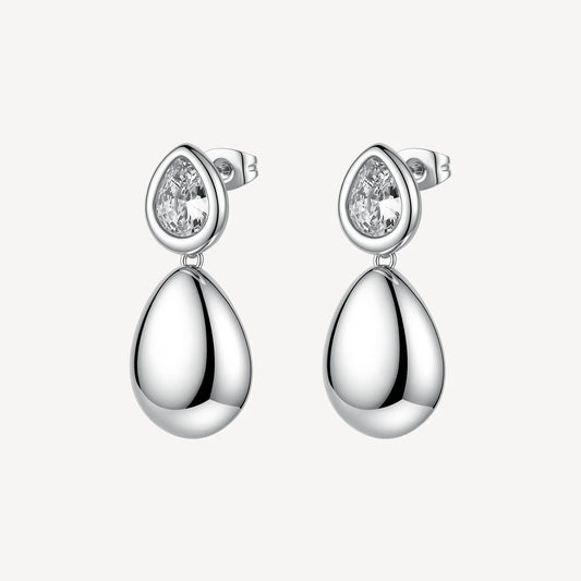 Orecchini Pendenti Brosway Glow Acciaio Con 2 Elementi A Goccia E Cubic Zirconia
