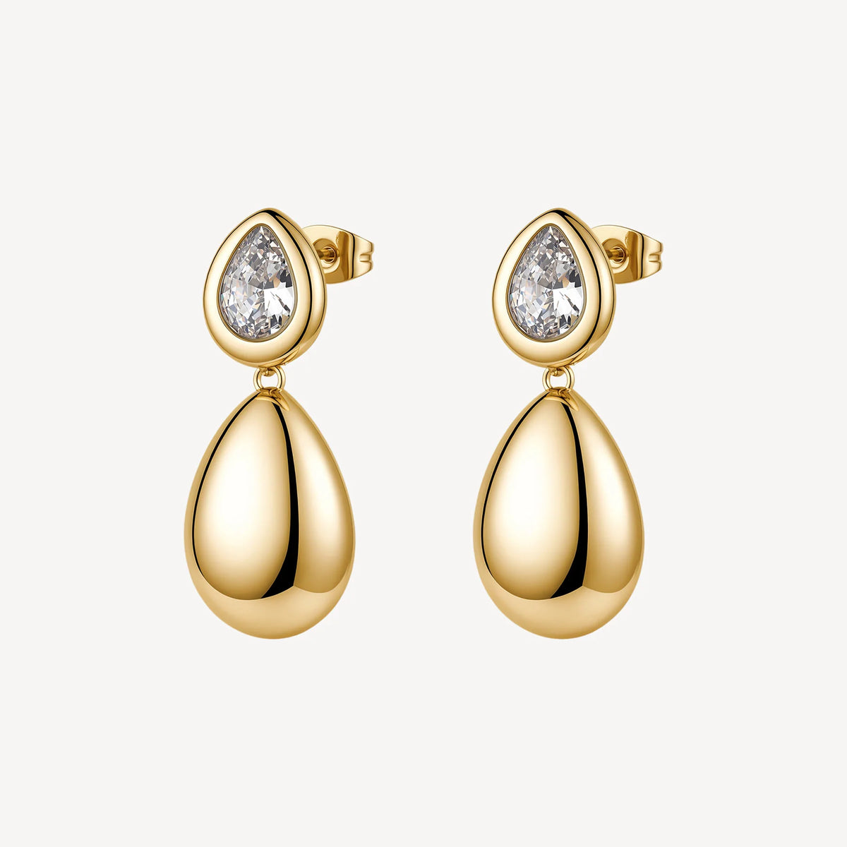 Orecchini Pendenti Brosway Glow Acciaio Pvd Oro Con 2 Elementi A Goccia E Cubic Zirconia