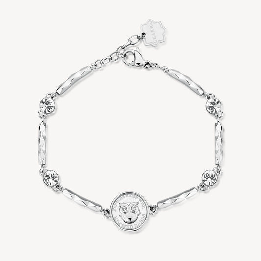 Bracciale Brosway Chakra Portafortuna In Acciaio Con Cristalli Monetina Centrale Civetta