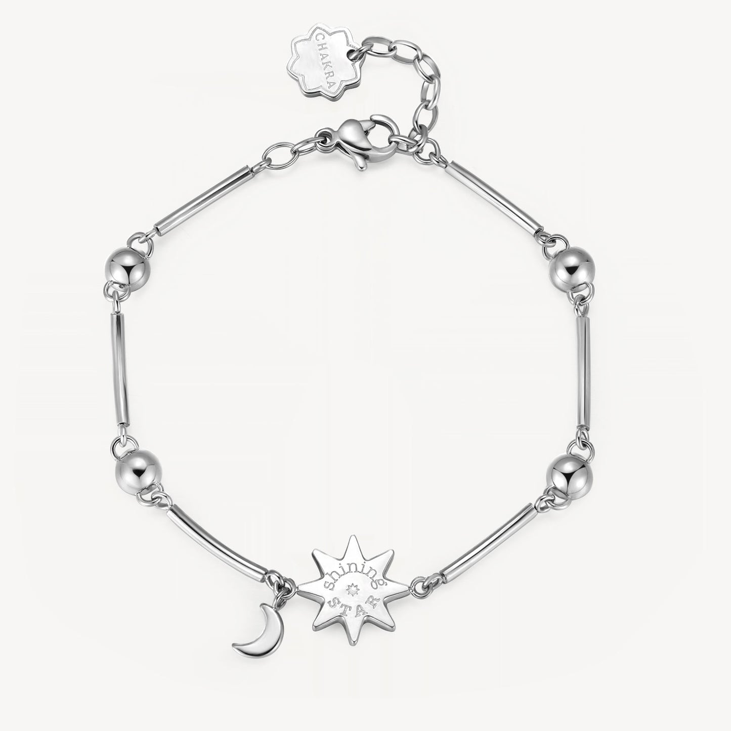 Bracciale Brosway Chakra Simboli In Acciaio Con Cristalli E Centrale Stella Cristalli Charm Mezzaluna