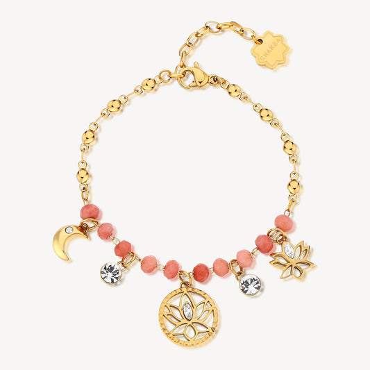 Bracciale Brosway Chakra Mistici Fiore Di Loto Pvd Oro Con Pietre Rosa E Charms