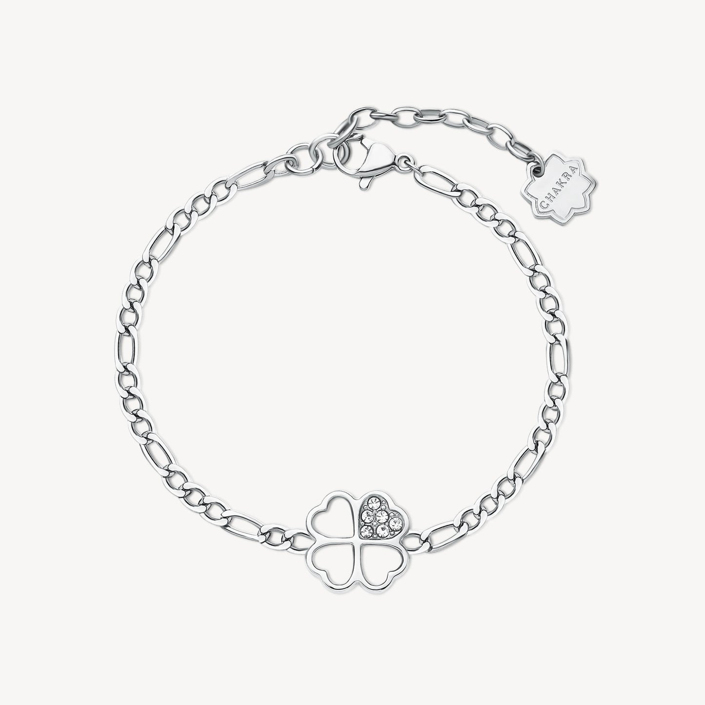 Bracciale Brosway Chakra Portafortuna In Acciaio Con Quadrifoglio Cristalli