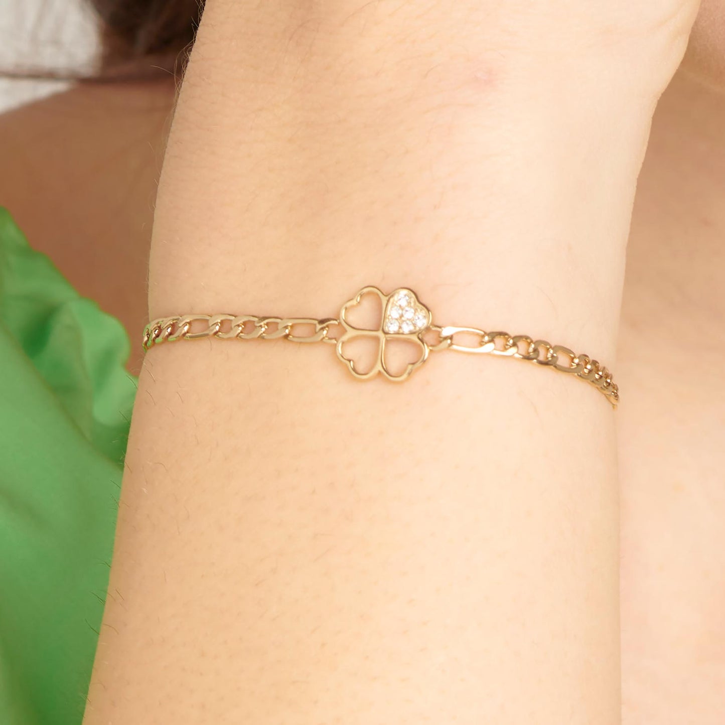 Bracciale Brosway Chakra Portafortuna Pvd Oro Maglia Grumetta Con Quadrifoglio Cristalli