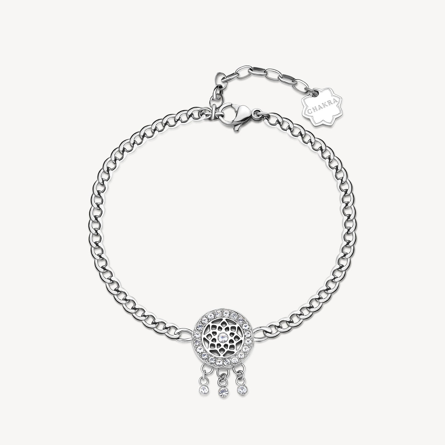 Bracciale Brosway Chakra Mistici In Acciaio Maglia Grumetta Con Acchiappasogni Cristalli