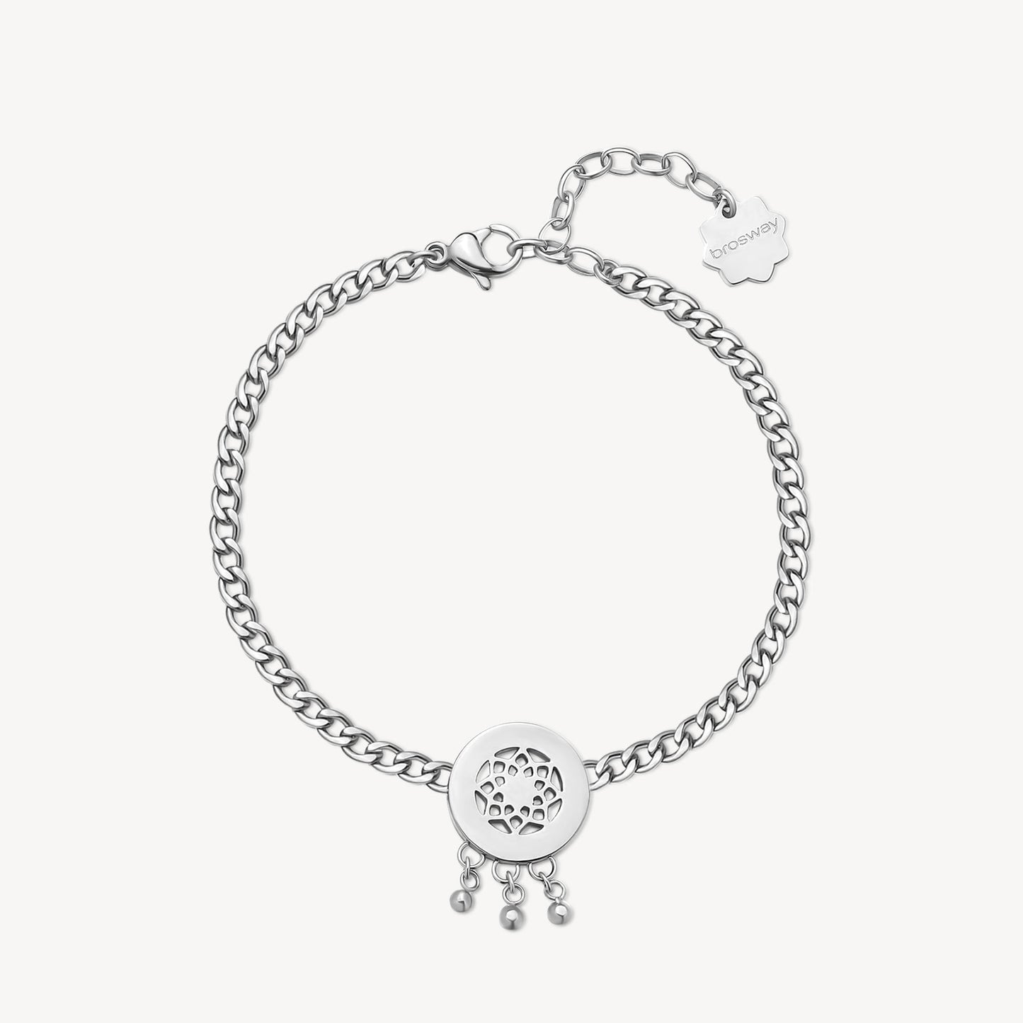 Bracciale Brosway Chakra Mistici In Acciaio Maglia Grumetta Con Acchiappasogni Cristalli