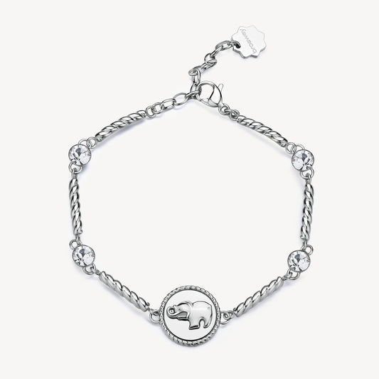 Bracciale Brosway Chakra Portafortuna Elefante A Bacchettine Torchon In Acciaio Con Cristalli E Monetina Rilievo