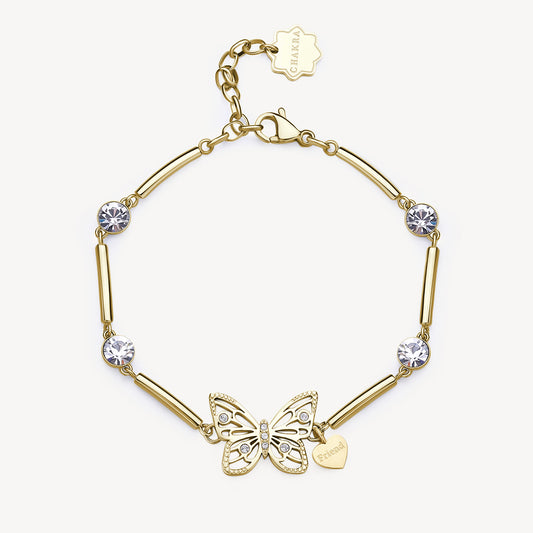 Bracciale Brosway Chakra Famiglia Affetti Friend Pvd Oro Cristalli Farfalla