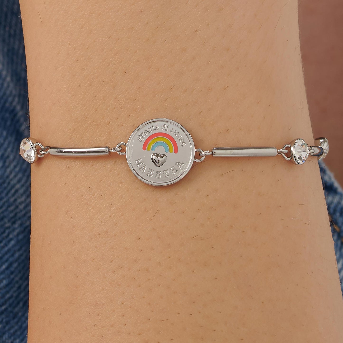 Bracciale Brosway Chakra Famiglia & Affetti In Acciaio Con Cristalli e Arcobaleno Smaltato