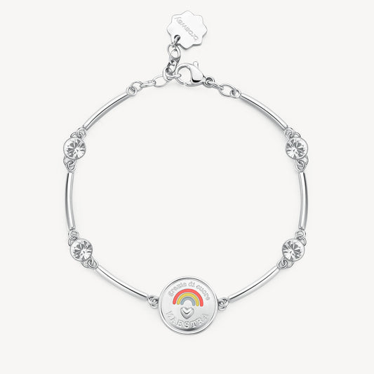 Bracciale Brosway Chakra Famiglia & Affetti In Acciaio Con Cristalli e Arcobaleno Smaltato