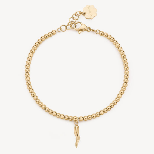 Bracciale Brosway Chakra Portafortuna Pvd Oro Con Charm Cornetto