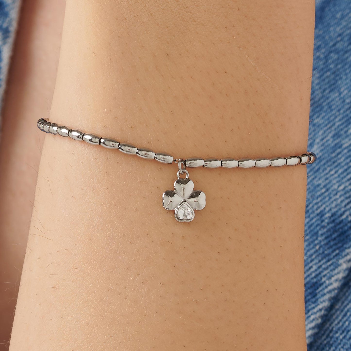 Bracciale Brosway Chakra Portafortuna In Acciaio Con Charm Quadrifoglio Cristallo